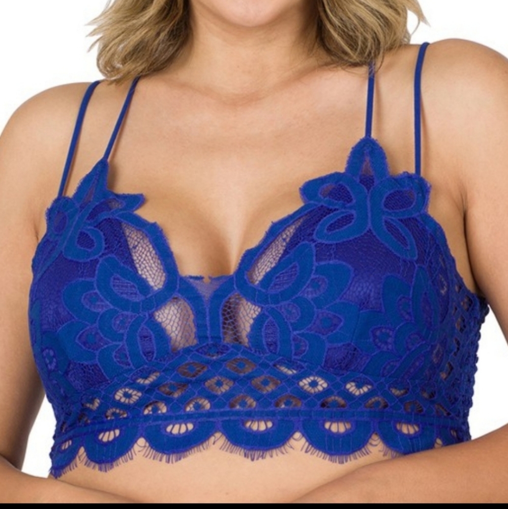New Bra Bralette in Bright Blue, Zenana Plus Size 1Z 2X 3X